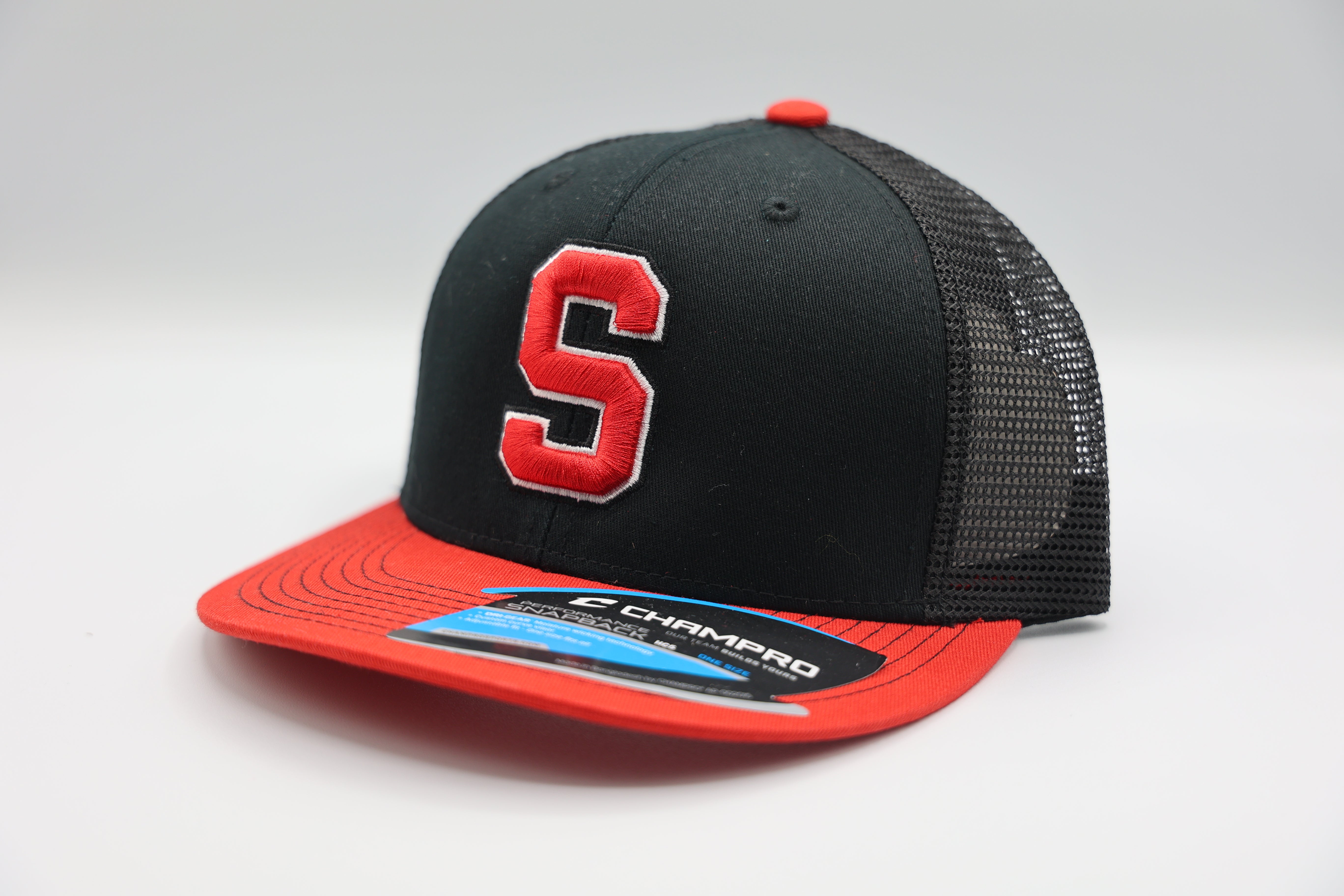 Satellite Blk/Red Logo Trucker Hat Four One Sports