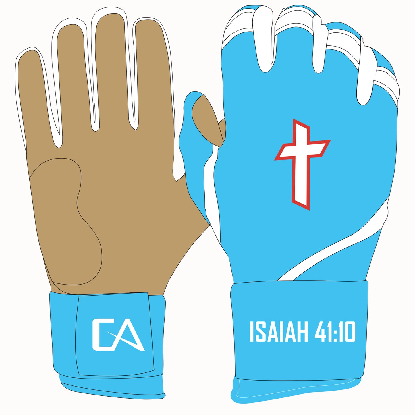 Baby Blue Cross Batting Gloves 2.0 (New Release)