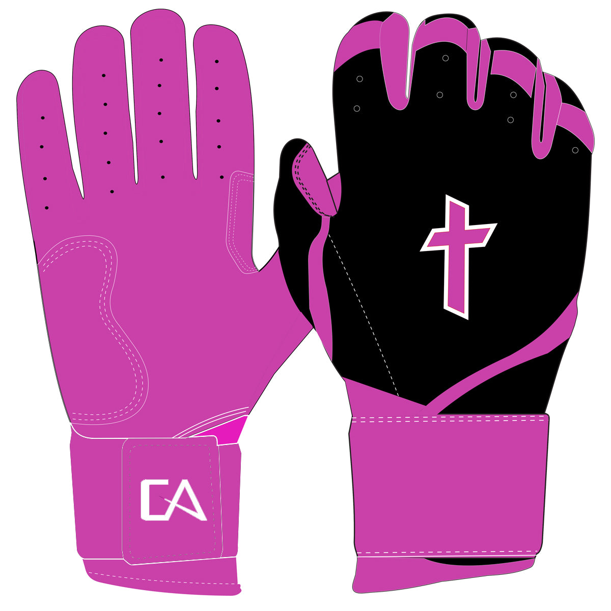 Sportz Drip Batting Gloves - Genuine Leather Baseball & Softball Gloves Black/Pink