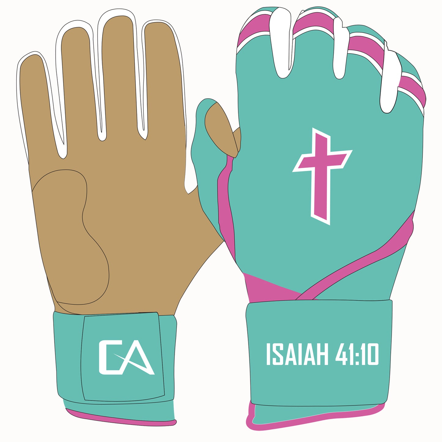 Mint Pink Cross Batting Gloves 2.0 (New Release)