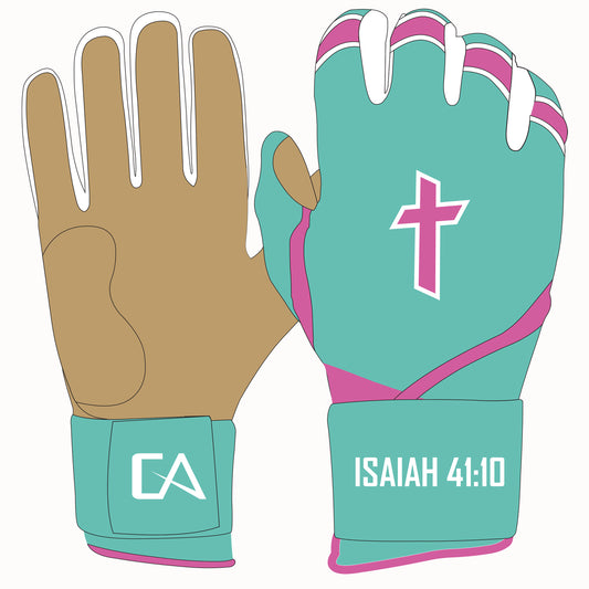 Mint Pink Cross Batting Gloves 2.0 (New Release)
