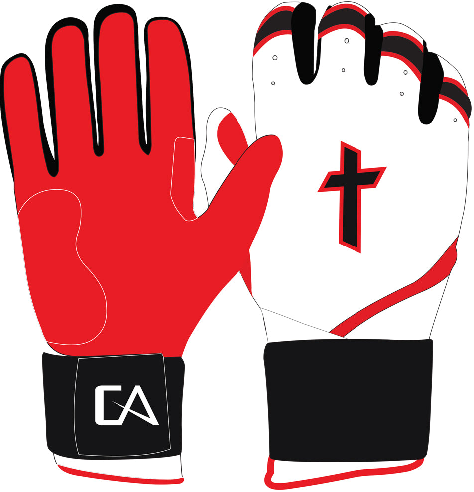 White/Red/Black Batting Gloves