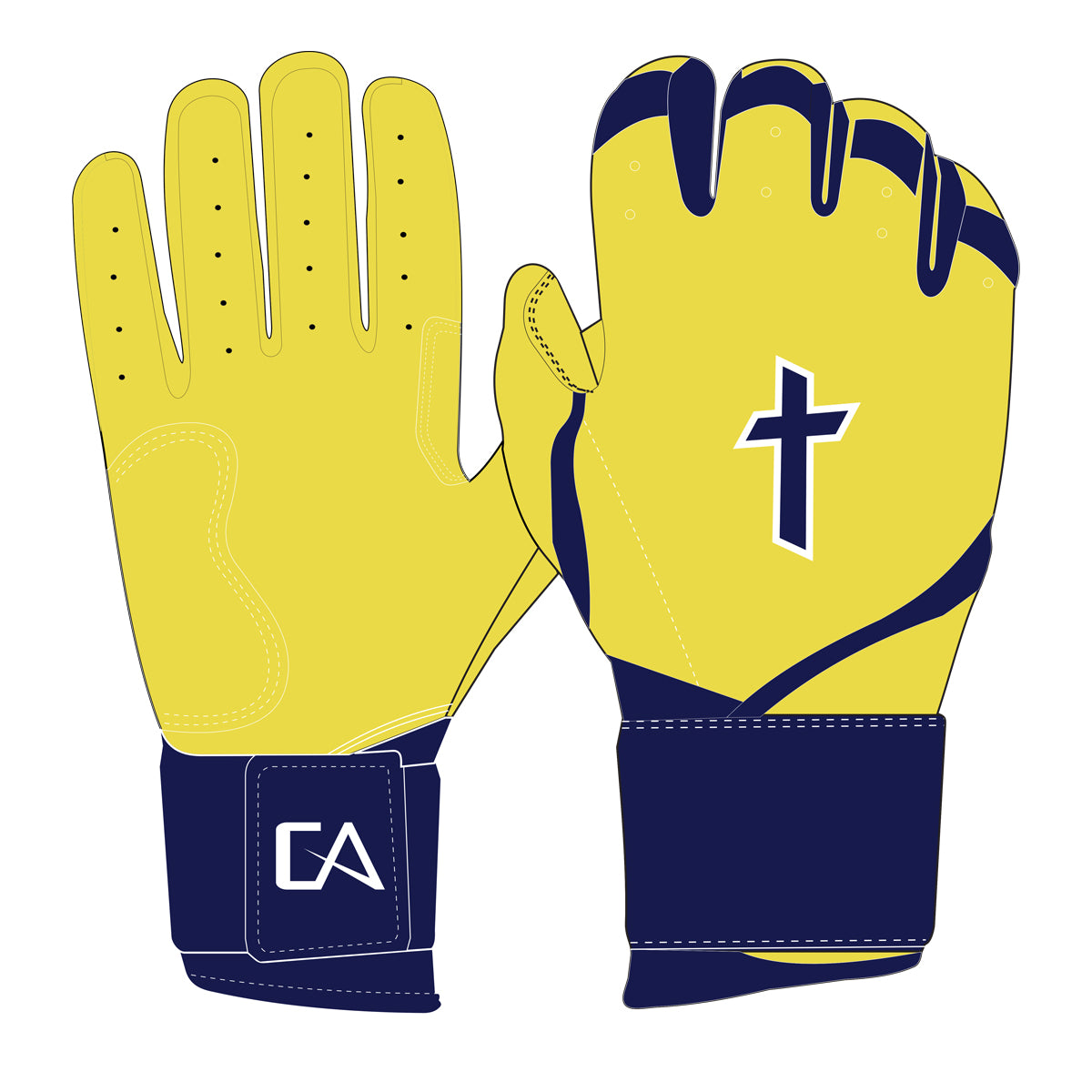 Maize and Gold Long Cuff Batting Gloves