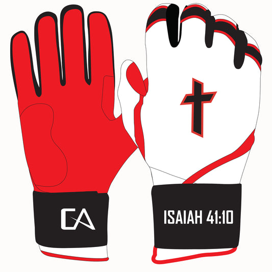 White/Red/Black Cross Batting Gloves