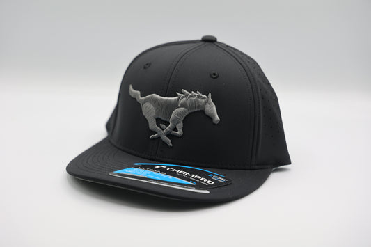 Merritt Island Mustang Black Ventilated Stretch Fit Hat