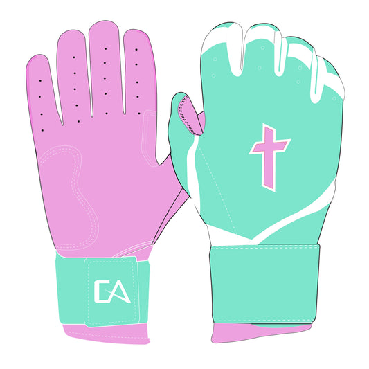 Mint/Light Pink Batting Gloves