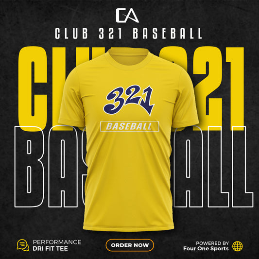 Club 321 Baseball Logo Gold Tee Shirt