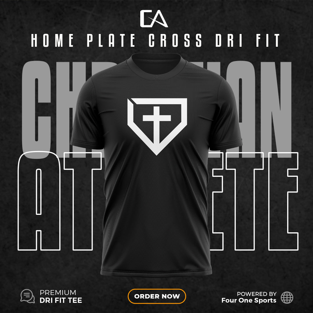 Home Plate Cross Black Dri Fit Tee Shirt