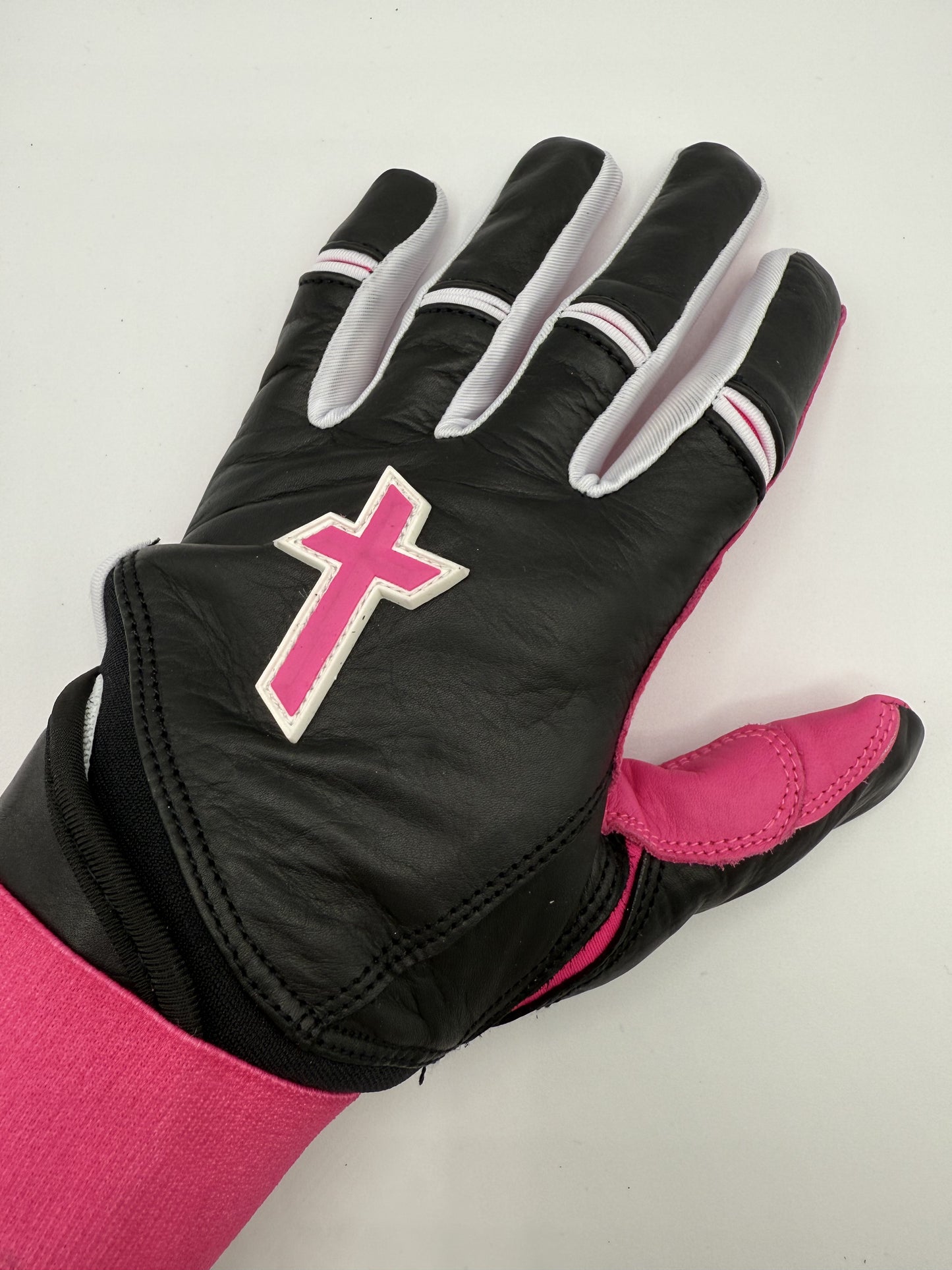 Black/Pink Cross Batting Gloves