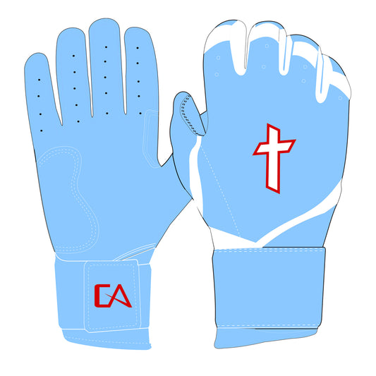 Baby Blue/White Cross Batting Gloves
