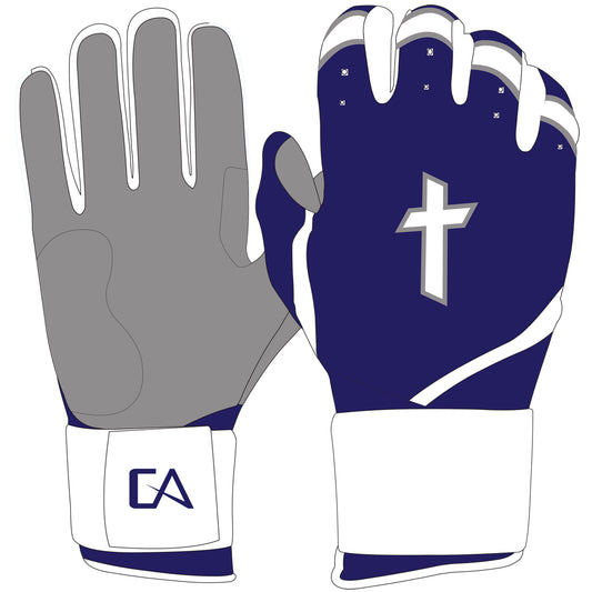 Navy/White Cross Batting Gloves