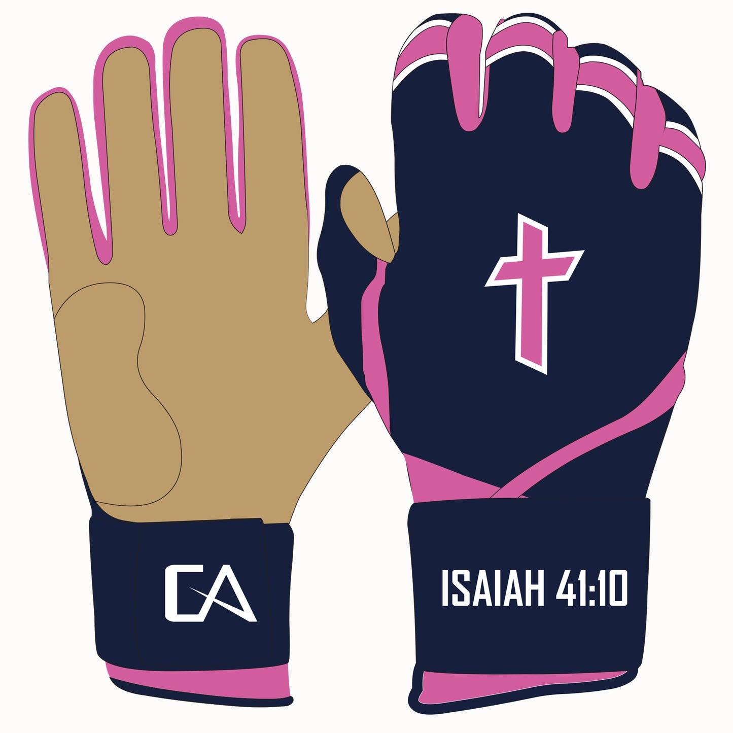 Navy & Pink Cross Batting Gloves (New Release)