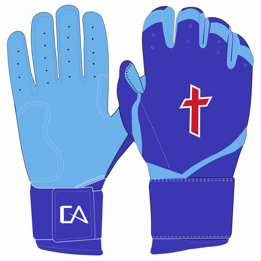 Royal/Baby Blue Cross Batting Gloves