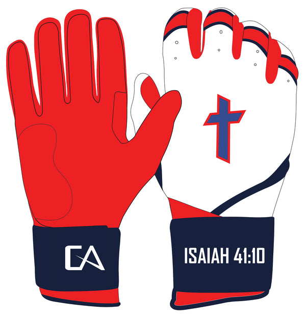 Red, White, Navy and Royal Blue USA Batting Gloves