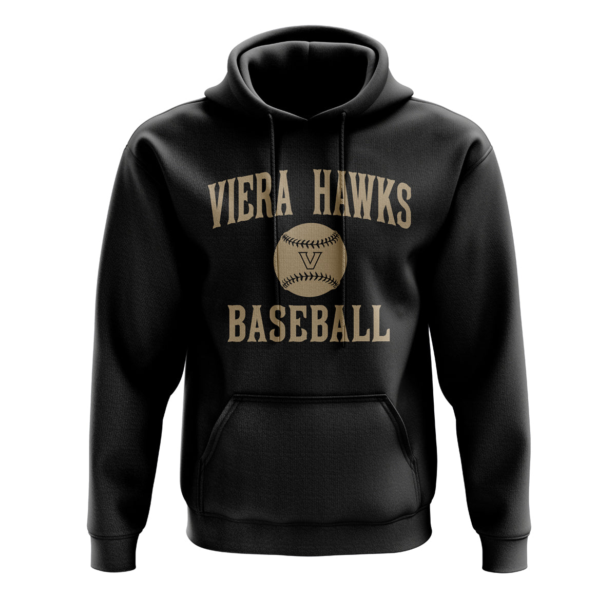 Viera Hawks Baseball Arched Hoodie - Black