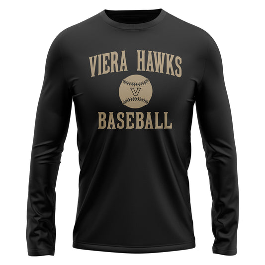 Viera Hawks Baseball Arch Long Sleeve Tee - Black