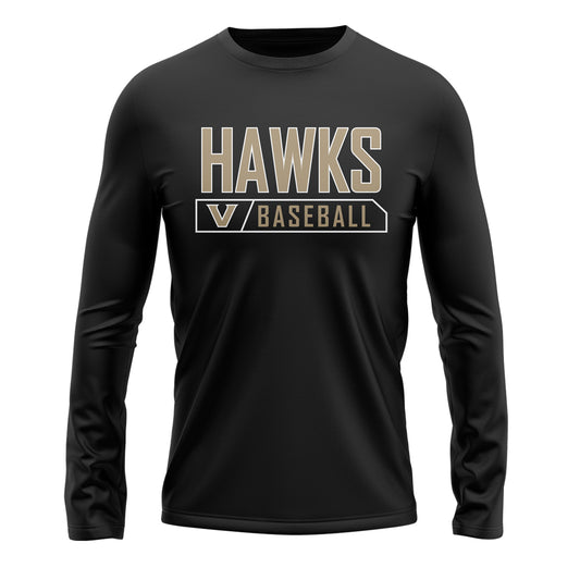 Viera Hawks Baseball Hawks Long Sleeve Tee - Black