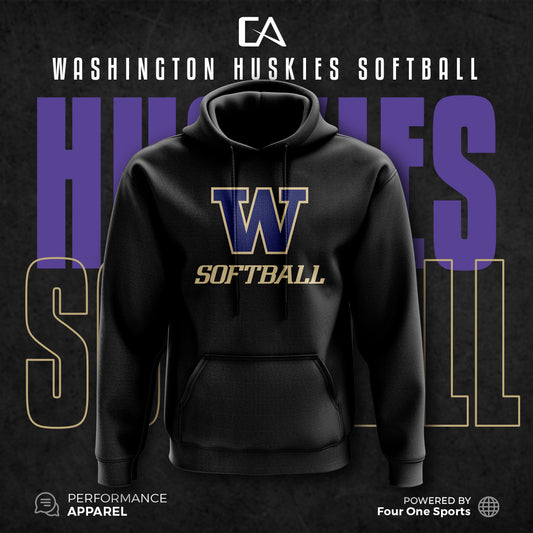 Washington Softball Black Logo Performance Hoodie