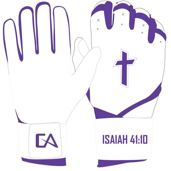 White/Purple Cross Batting Gloves