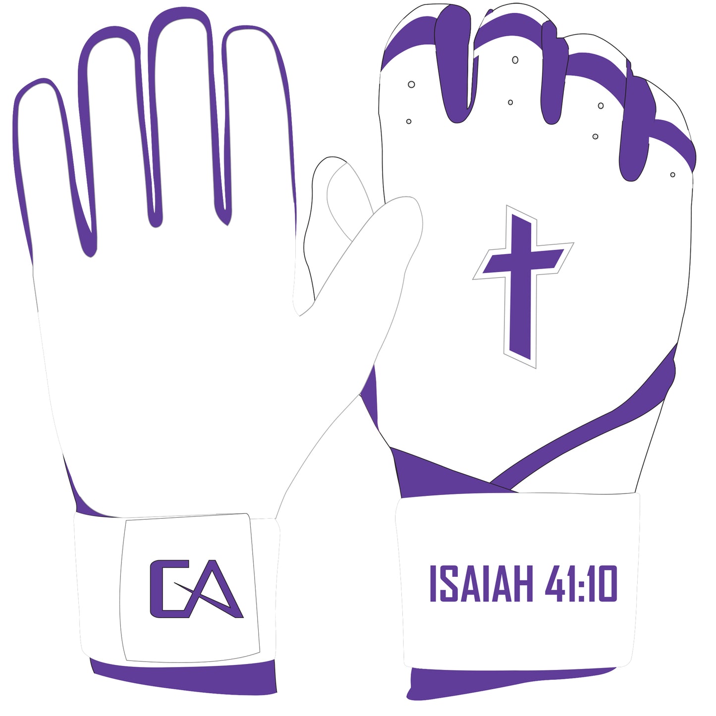White/Purple Cross Batting Gloves