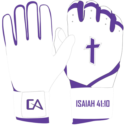 White/Purple Cross Batting Gloves