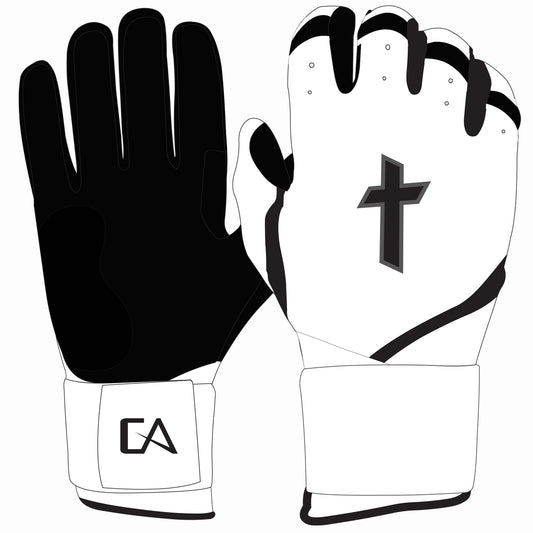 White/Black Cross Batting Gloves